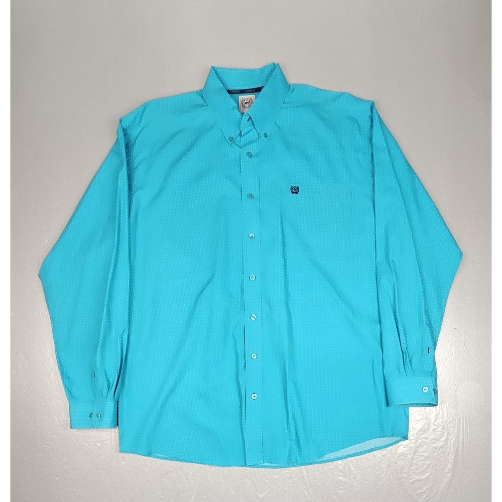 Cinch Pearl Snap Shirt Mens Large Turquoise Abstract Casual Western Wear L/S